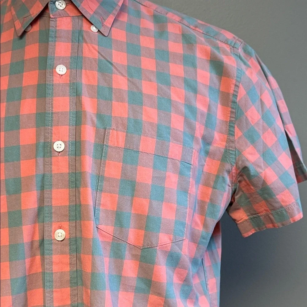 J.Crew Slim Fit Red Blue Check Short Sleeve Button Shirt L